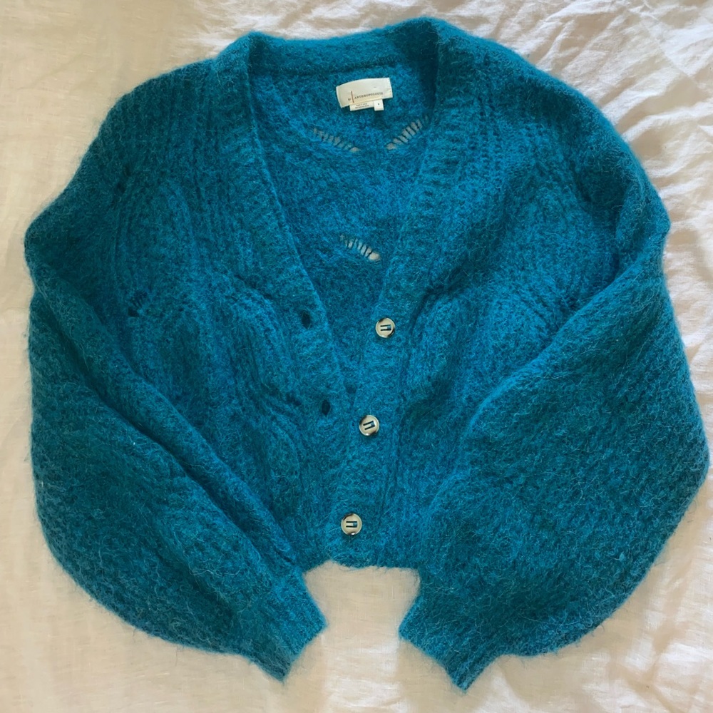 By Anthropologie Teal Knit Cardigan Sweater